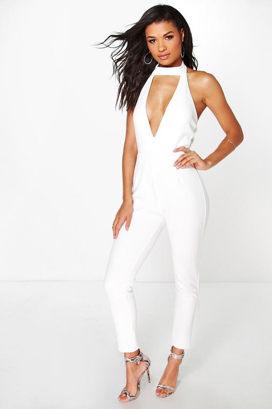 Hollie High Neck Deep Plunge Jumpsuit